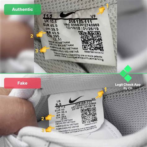 false nike shoe labels.